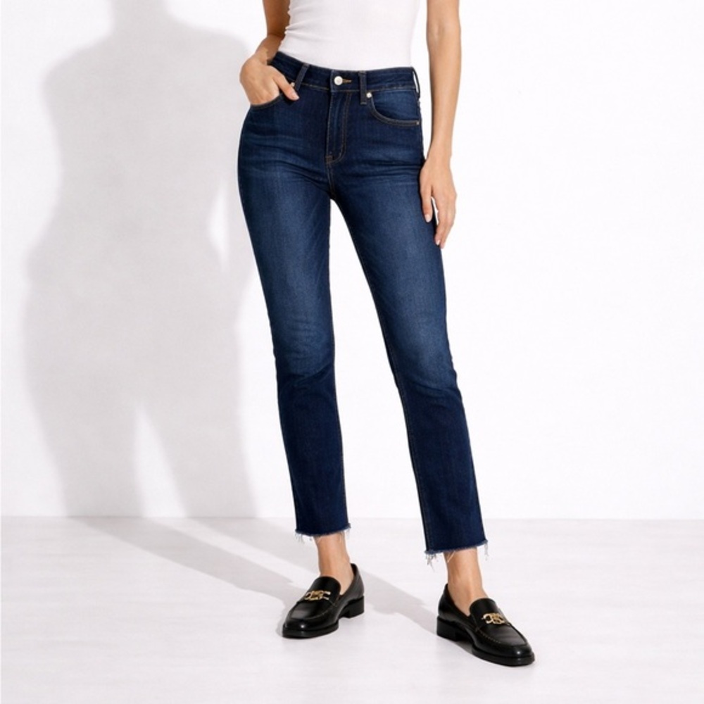 MOTHER The Looker High Waisted Ankle Fray Jeans Women's 24‎ Blue Tongue And Chic